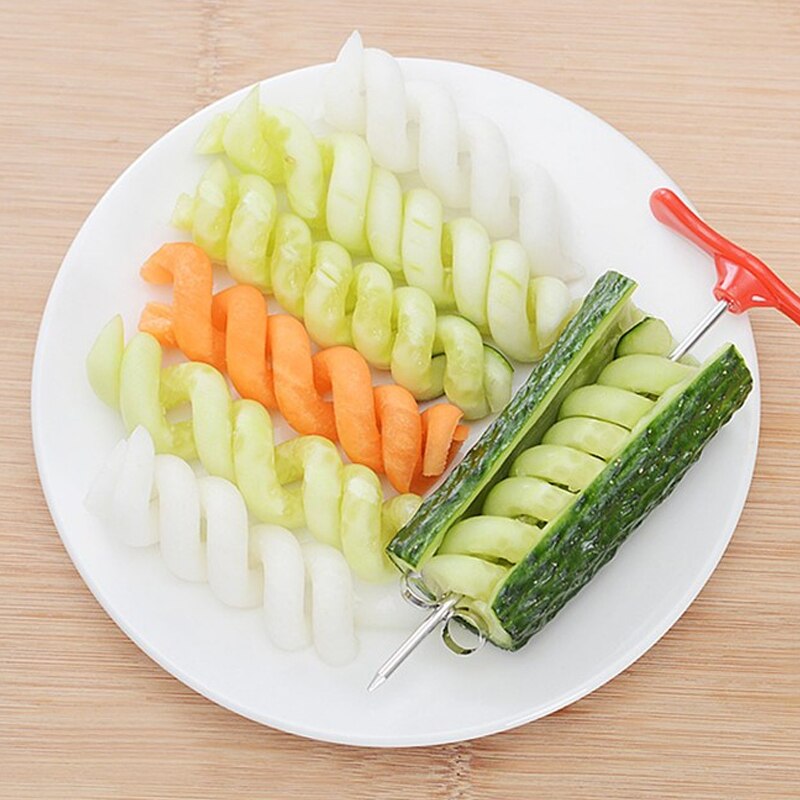 Cuchillo espiral para verduras, cortador para ensalada de patatas, zanahoria, pepino, cortador de tornillos en espiral, herramientas de cocina