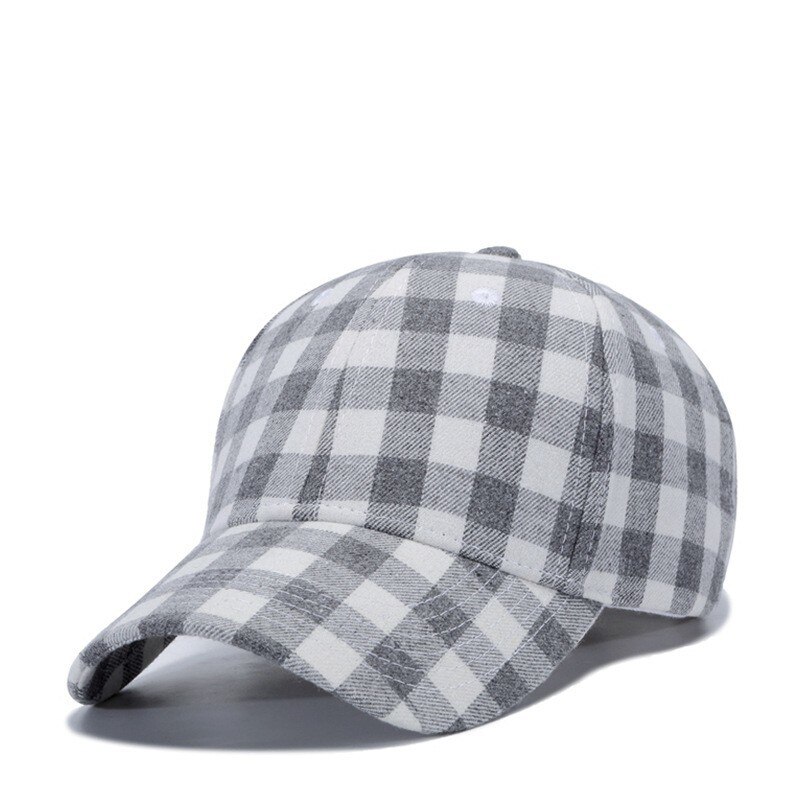 Casual Plaid Print Baseball Cap Soft Cotton Blend Checked Print Outdoor Hat Cap Adjustable Snapback Baseball Cap: C11