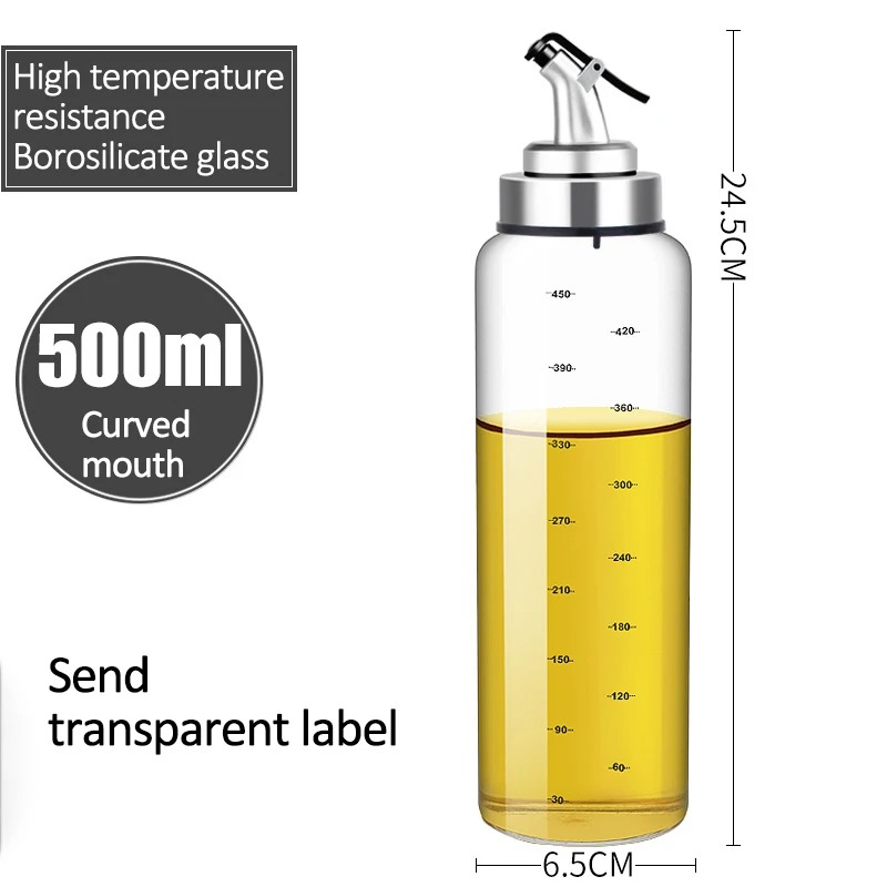 Botella de aceite de condimentos para cocina, botella de salsa, botellas de almacenamiento de vidrio para aceite y vinagre, dispensador de aceite para cocina, 180/300/500ml: Amarillo claro