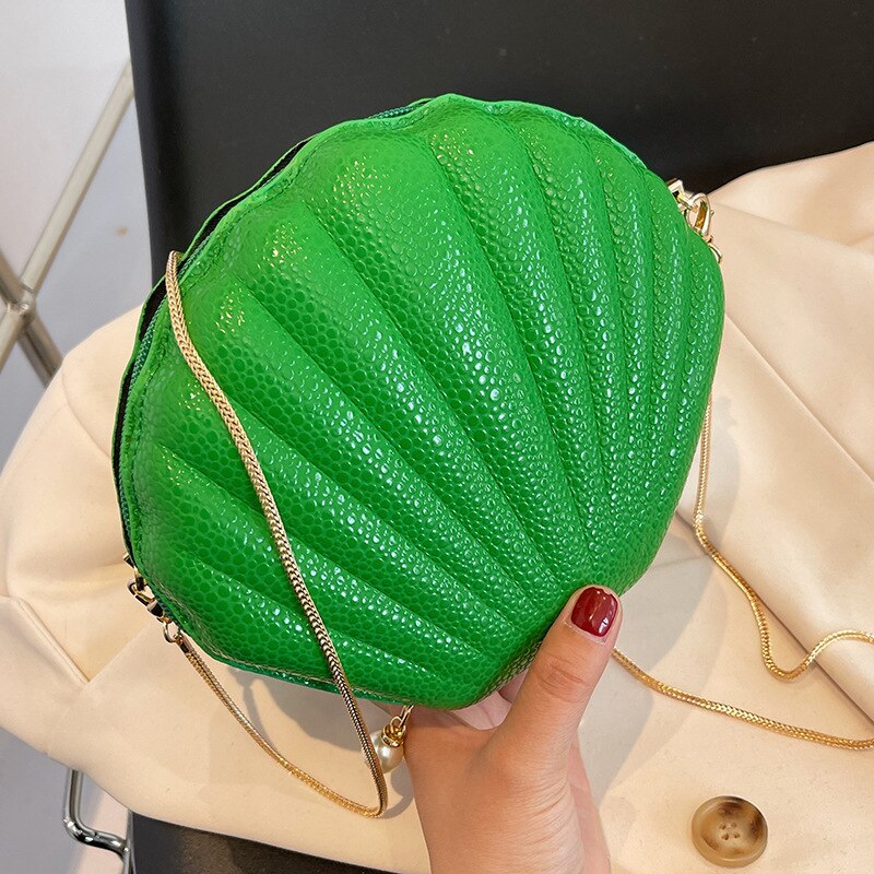 Kleine nischentasche für damen, trendige, 2022 sommer-umhängetasche mit kette #39 muscheltasche: Grün