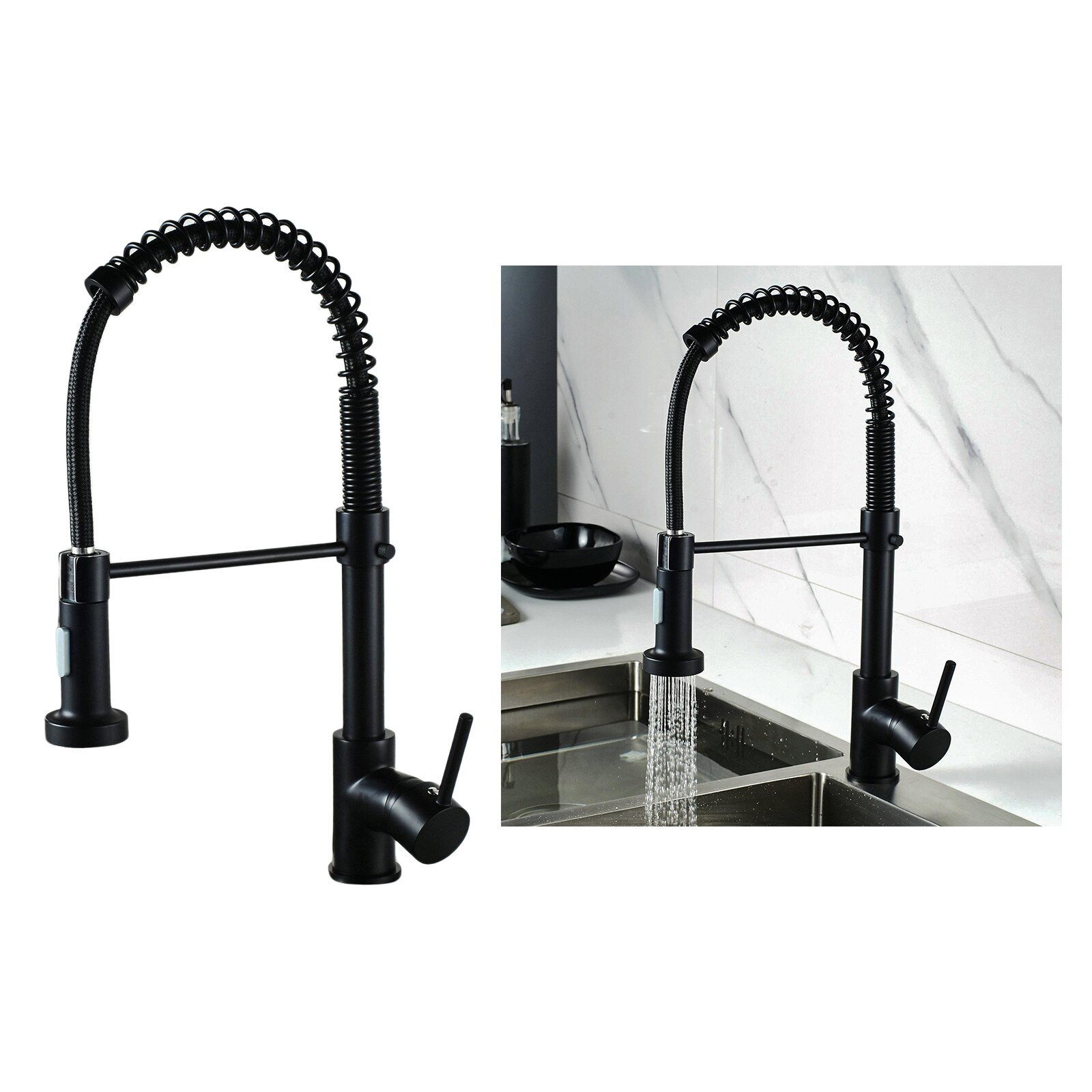 Swivel Sink Mixer Sprayer Modern Kitchen Tap Single Lever Dual Ways Spout Pull Down Faucet