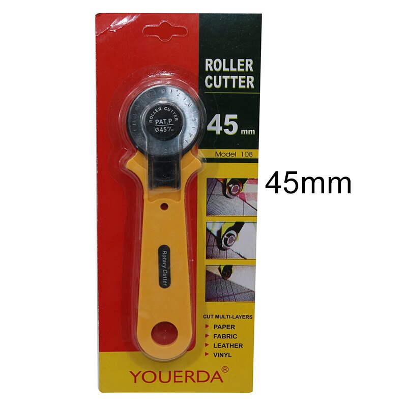 Couteau utilitaire à rouleau, lame ronde 45mm ou 28mm, accessoires outils à main de bricolage 10 pièces: 1 Pcs Yellow 45mm