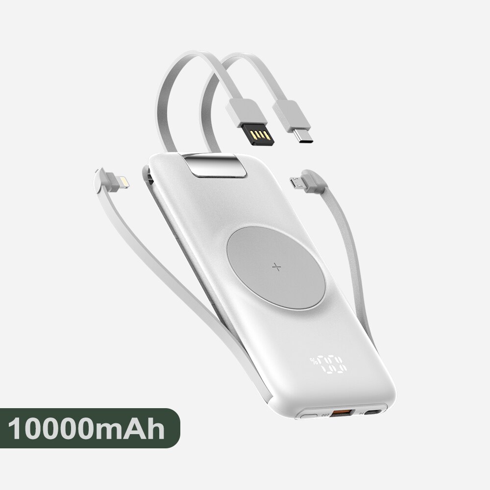 22.5W Wired Super Fast Charger 10000/20000mAh Power Bank PD+15W Wireless Charger for iPhone Samsung Xiaomi QC3.0 Quick charger: 10000mah White