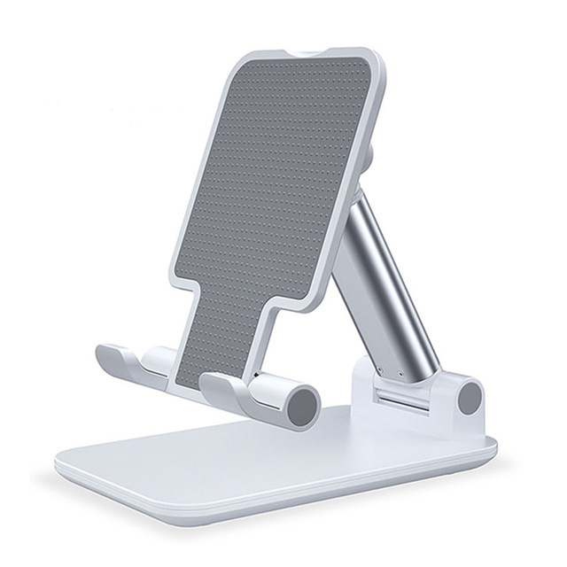 Universal Desktop Mobile Phone Holder Stand for IPhone IPad Adjustable Tablet Foldable Table Cell Phone Desk Stand Holder: Silver