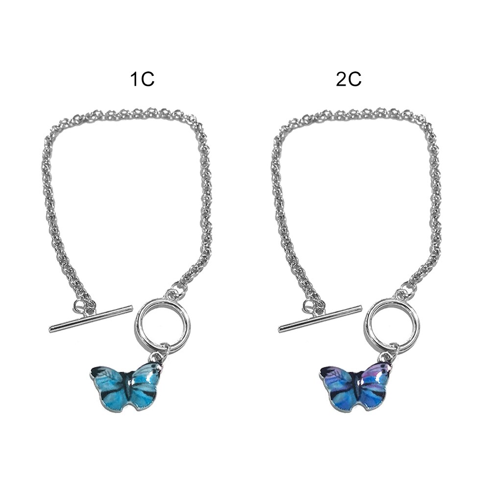Brazalete con mariposa colgante separador con Perla azul para mujer y niña, PULSERAS CON ABALORIOS de estrellas, cadena para la muñeca, cadena ajustable con cierre de langosta