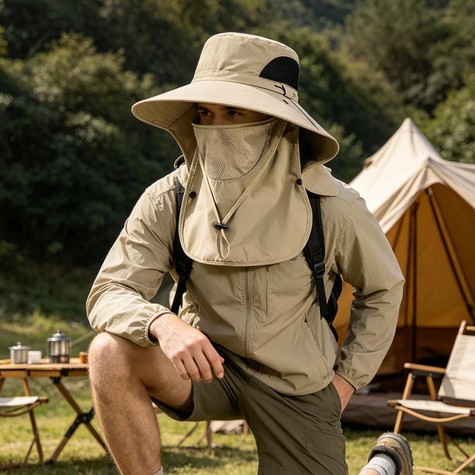 Fishing Hat Breathable Wide Brim Waterproof Sunhat Cap Sun Cap with Neck Flap for Hiking Camping Gardening Cycling Mountain
