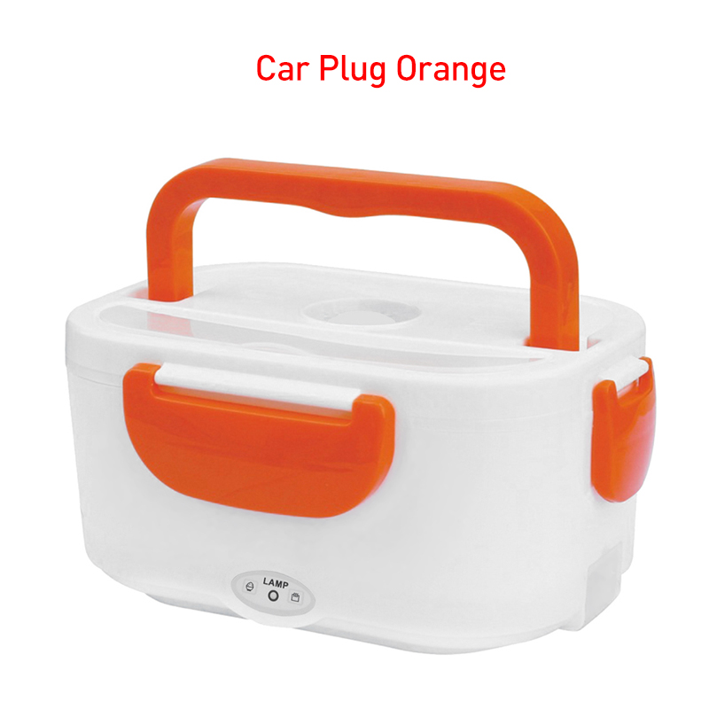 220V/110V Lunch Box Food Container Portable Electric Heating Food Warmer Heater Rice Container Dinnerware Sets for Home: Car Plug Orange