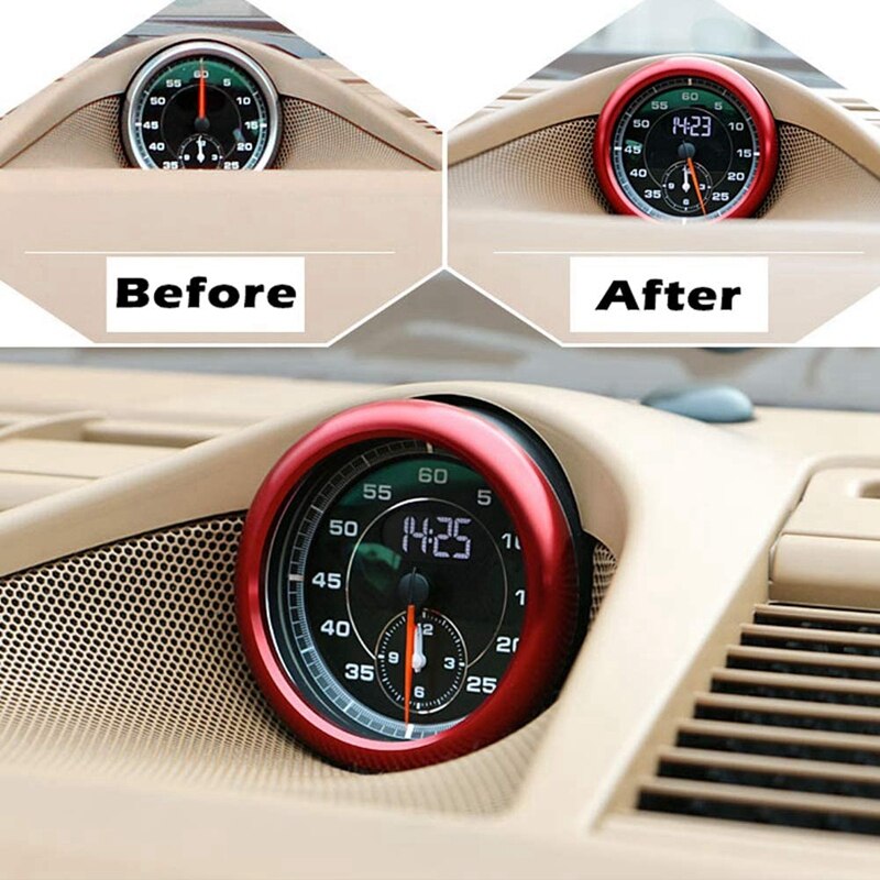 Rode Kleur Dashboard Center Klok Kompas Cover Sticker Ring Sticker Voor-Porsche 911 Cayenee Boxster Macan Panamera
