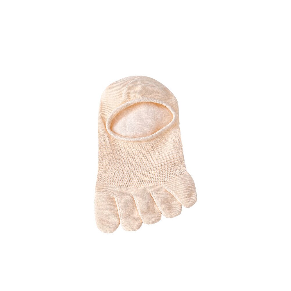 Women Five Toe Socks Slipper Toe Socks Boat Sock Ankle Short Socks Breathable Toe Invisible Socks Thin Toe Sock No Show Socks: Beige