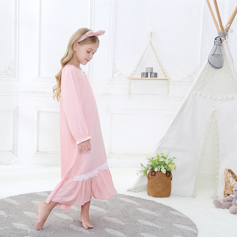 Mädchen Prinzessin Nachthemd 100% Baumwolle Langarm Lange Nachthemden Für Baby Mädchen Weichen Nachtwäsche Kleinkinder freundlicher Hause Kleidung