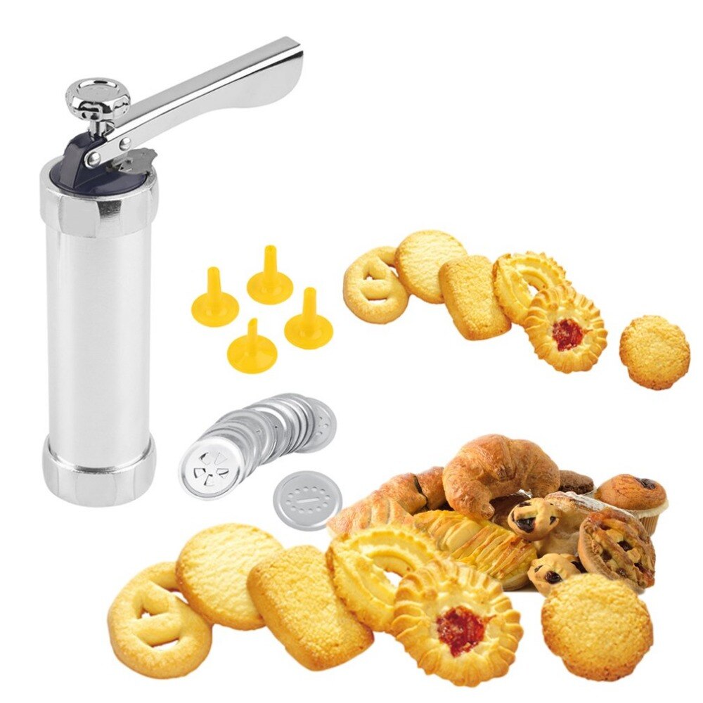 Cookie Extruder Press Machine Biscuit Maker Handleiding Cake Maken Decorating Set Bakken Tools Met 4 Nozzles 20 Cookie Mold Gereedschap