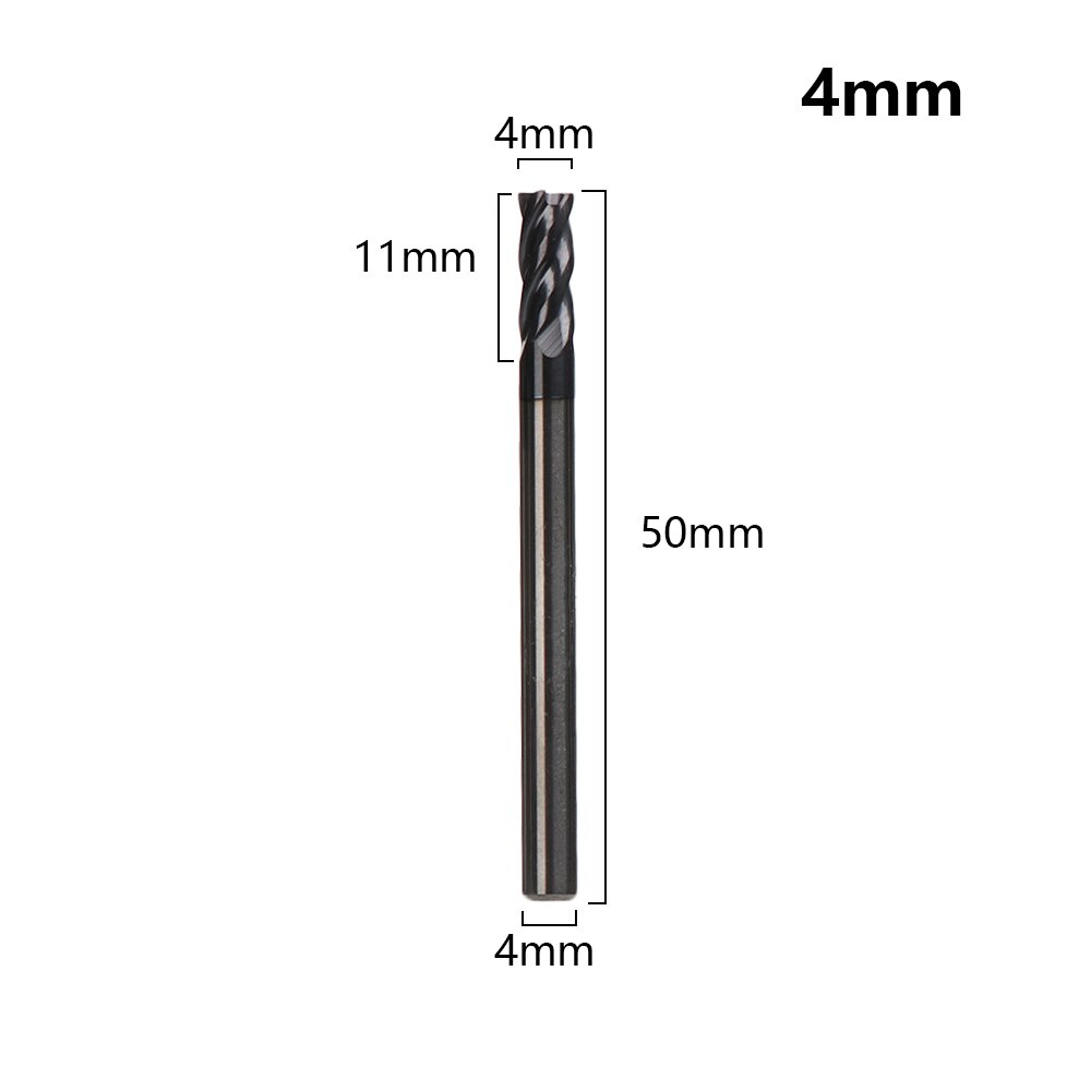 1PC Duurzame 4 Fluit Mill Endmill Cutting Lichtmetalen Carbide Wolfraam Stalen Frees End Mill Metal Cutter Machine gereedschap: 4mm