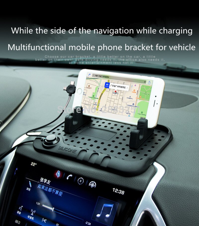 Multifunctionele Car Navigatie Mobiele Telefoon Antislip Mat USB Oplader voor fiat punto 500 bravo freemont stilo panda Accessoires