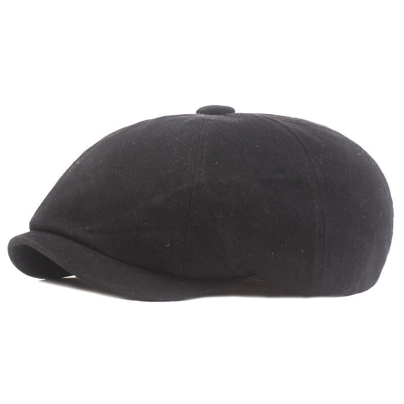 Octagonal Hats Men Captain Painter Woman Beret Casual Newsboy Hat Spring Summer Autumn Retro Beret Hat Octagonal Cap Male: black