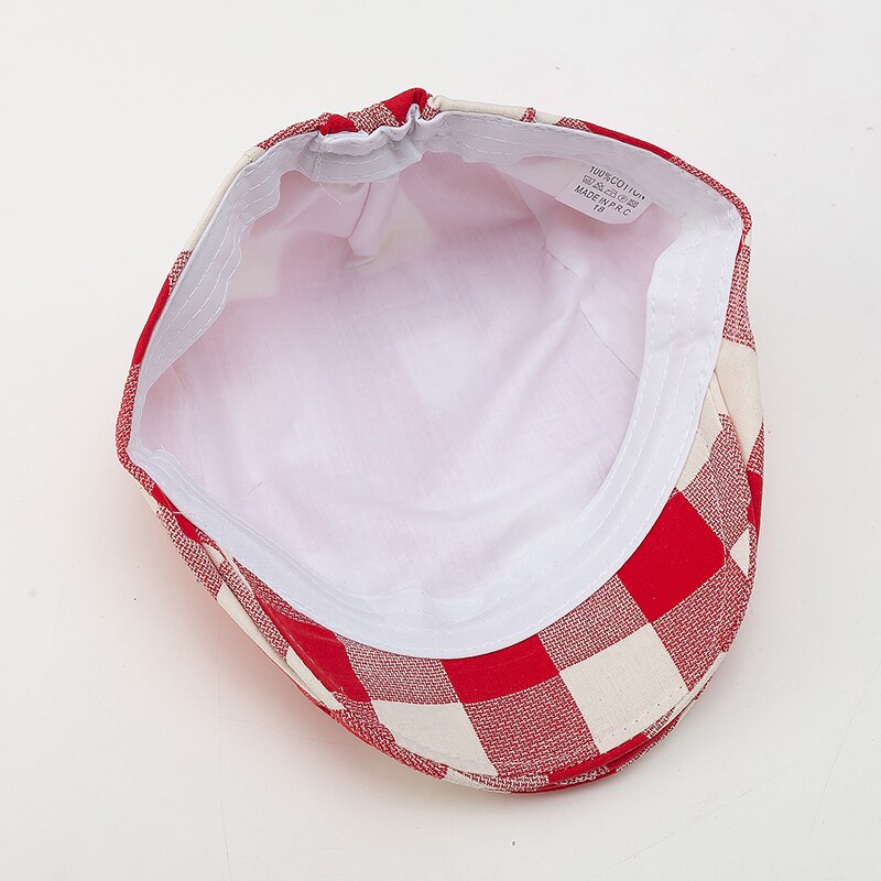 Baby Hat for Boys Cotton Plaid Baby Boys Hat England Vintage Cotton Kids Beret Cap for Children 5 Colors