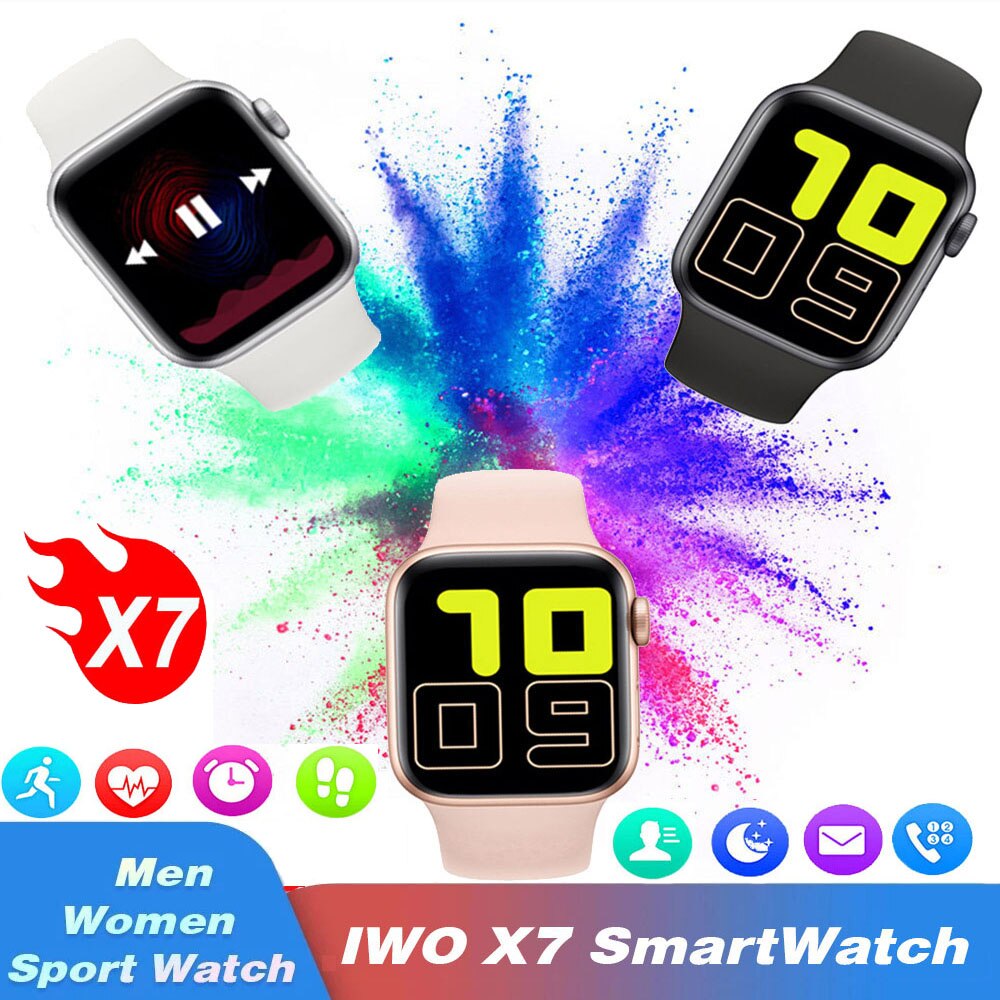 Original IWO X7 Smart Watch Series 7 Bluetooth Call Heart Rate Blood Pressure DIY Dial Men Ladies Smart Watch for ios Android