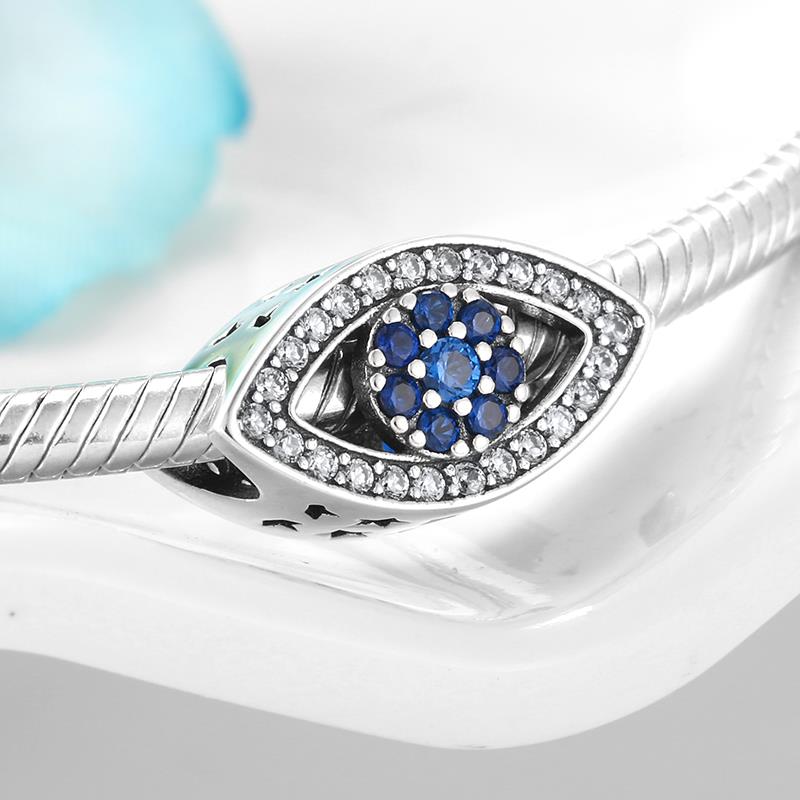 925 Sterling Zilver Devil 'S Eye Zilveren Kralen Fit Originele Europese Bedelarmband Sieraden Maken: PC0294