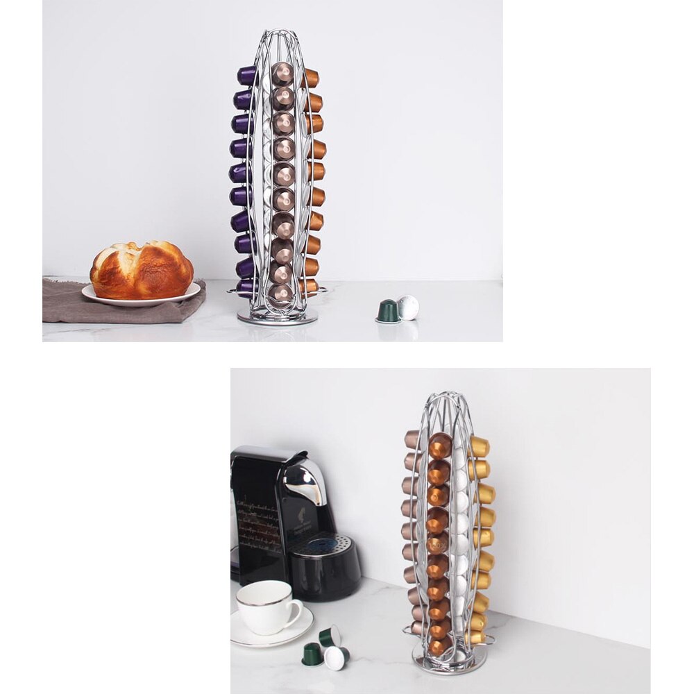 40 kuppia nespresso-kahville kapselipidike kotelot pyörivä teline kahvikapselijalusta kapselit säilytyshylly organisaatiopidike