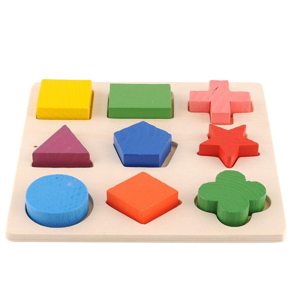 Clearance!Wooden Geometric Shapes Puzzle Sorting Math Bricks Preschool Learning Educational Game Toddler Toys for Children