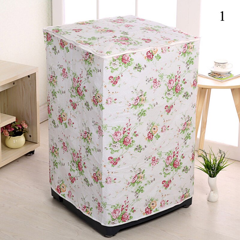 Home Washing Machine Dust Covers Protector Coat Case Storage Organization Accessories Plaid Floral Print Portable Machine Cover: 1