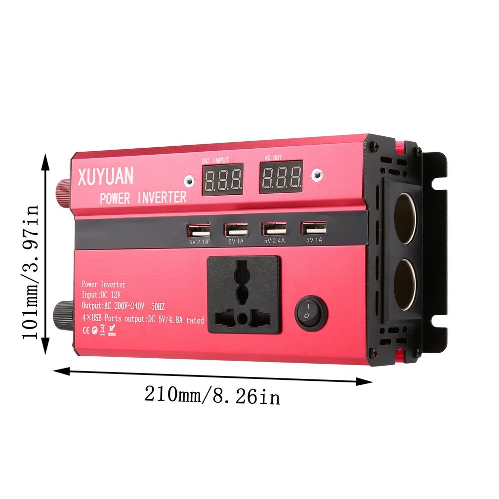 350W Solar Power Inverter DC 12V to AC 220V LED Display Car Sine Wave Converter for Household Appliances