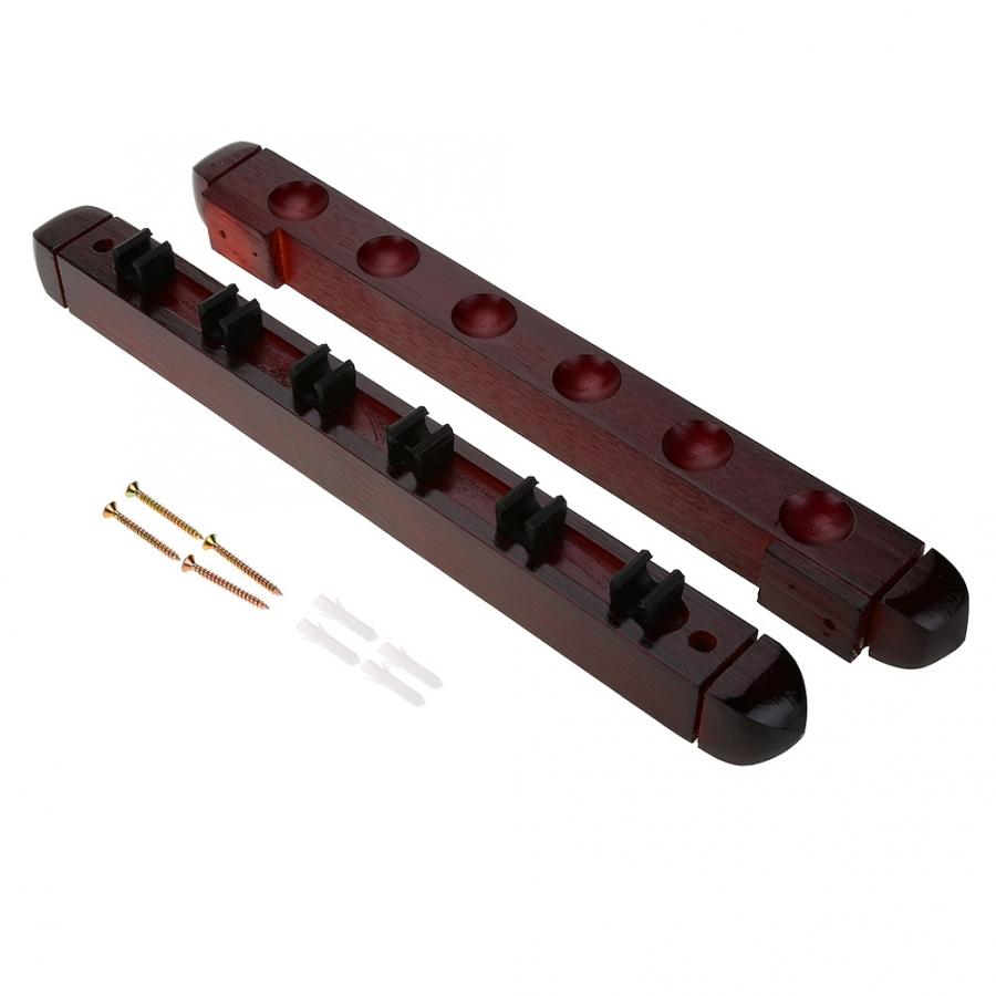 Pool cue rack 1 set 40cm 6 clip trä cue wall rack monterad biljard biljard snooker stick hållare rack för snooker tillbehör: Default Title