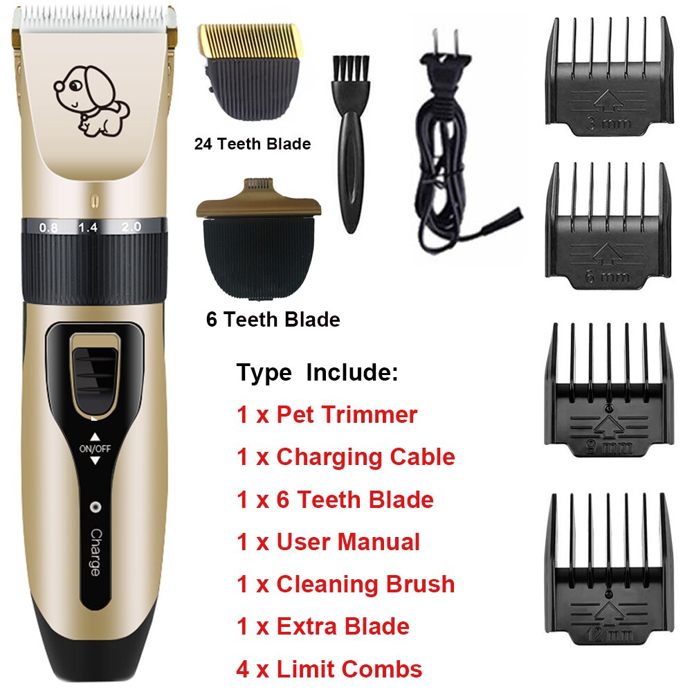 Dog Hair Trimmer Pet Hair Remover Cutter Grooming Cat Electrical Pet Clipper Rechargeable Low-Noise Pets Hair Cut Machine: TAPE A