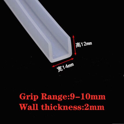 2 meters U-channel Silicone rubber shower door glass sealing tape Edge trim weathering edge guard: 14X12
