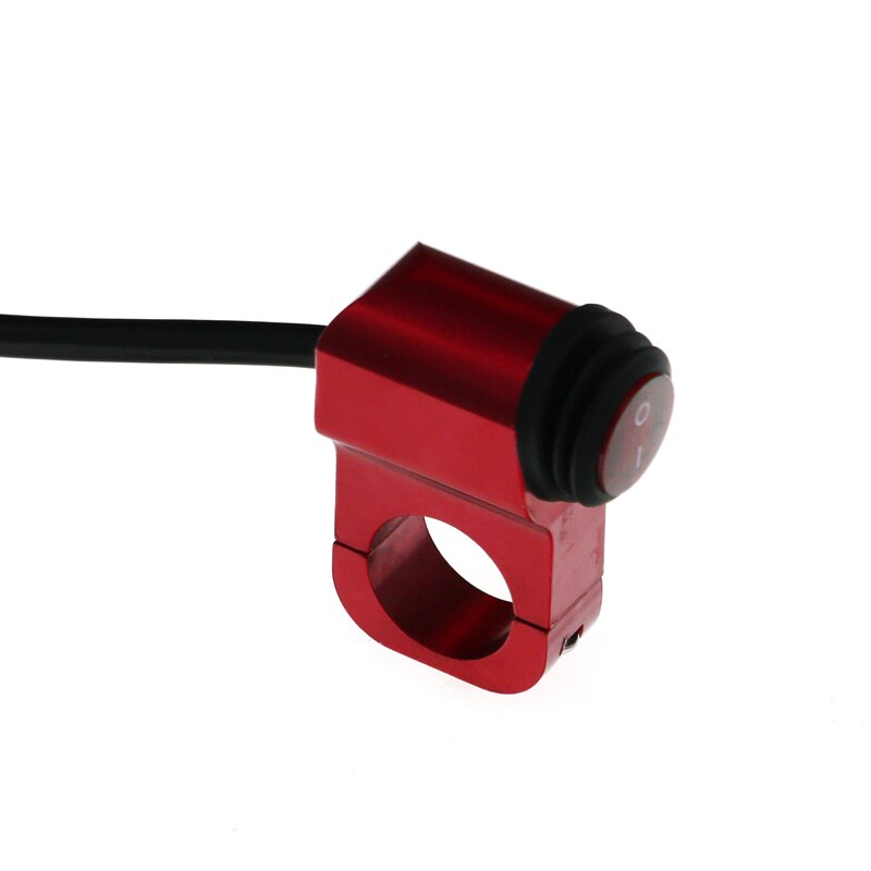 MoFlyeer 7/8" 22mm Motorcycle Aluminium Alloy Switches Waterproof Headlight Switch and 3 Wires with Red Led Light 12v: Red