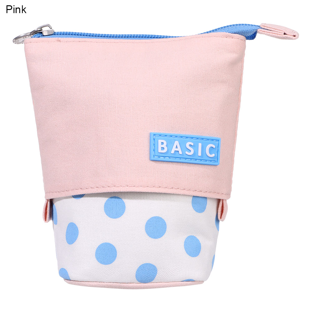 Cute Boba Milk Tea Telescopic Pen Bag Pen Pencil Holder Stationery Case Stand Up Pencil Case Pen Box Stationery Pouch Bag: C-pink