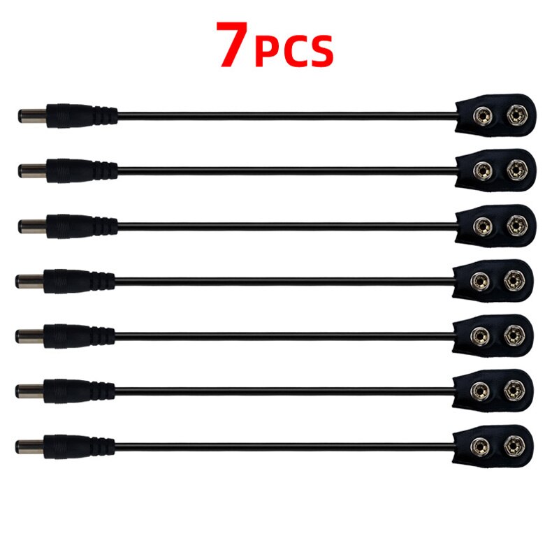 9V Battery Clip Connector Converter Center Negative Power Supply Cable for Guitar Effect Pedal: 7 pcs cable