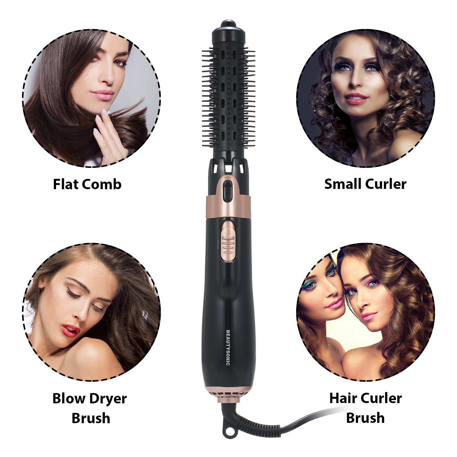 4 in 1 Hair Dryer Brush Electric Air Comb Multifunction Hair Straightener Curler Negative Ion Air Comb Hair Styler Tools