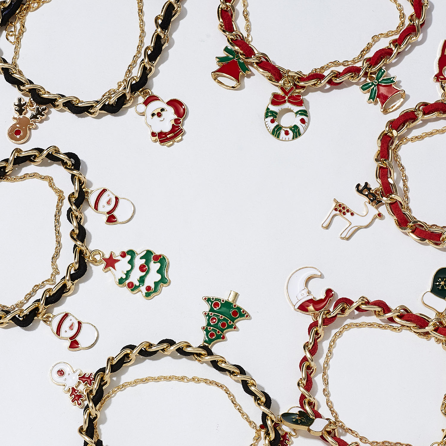 Rinhoo jule julemand armbånd rød snor charm elg måne krans link kæde armbånd til kvinder piger år juveler