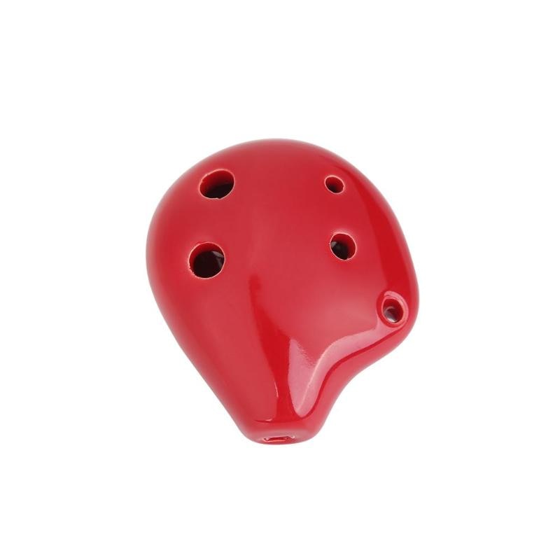 6 trous céramique flûte Soprano C céramique Flauta Ocarina du temps Mini flûte enfant jouet Instruments de musique musique partition corde suspendue: Red