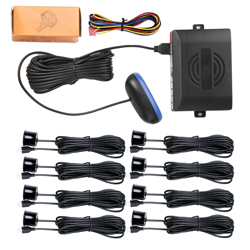 Auto Parktronic Parking Sensor 8 Led Display Monitor Voice Alarm Motion Backlight Auto Radar Detector Front Parkeersensoren: Black