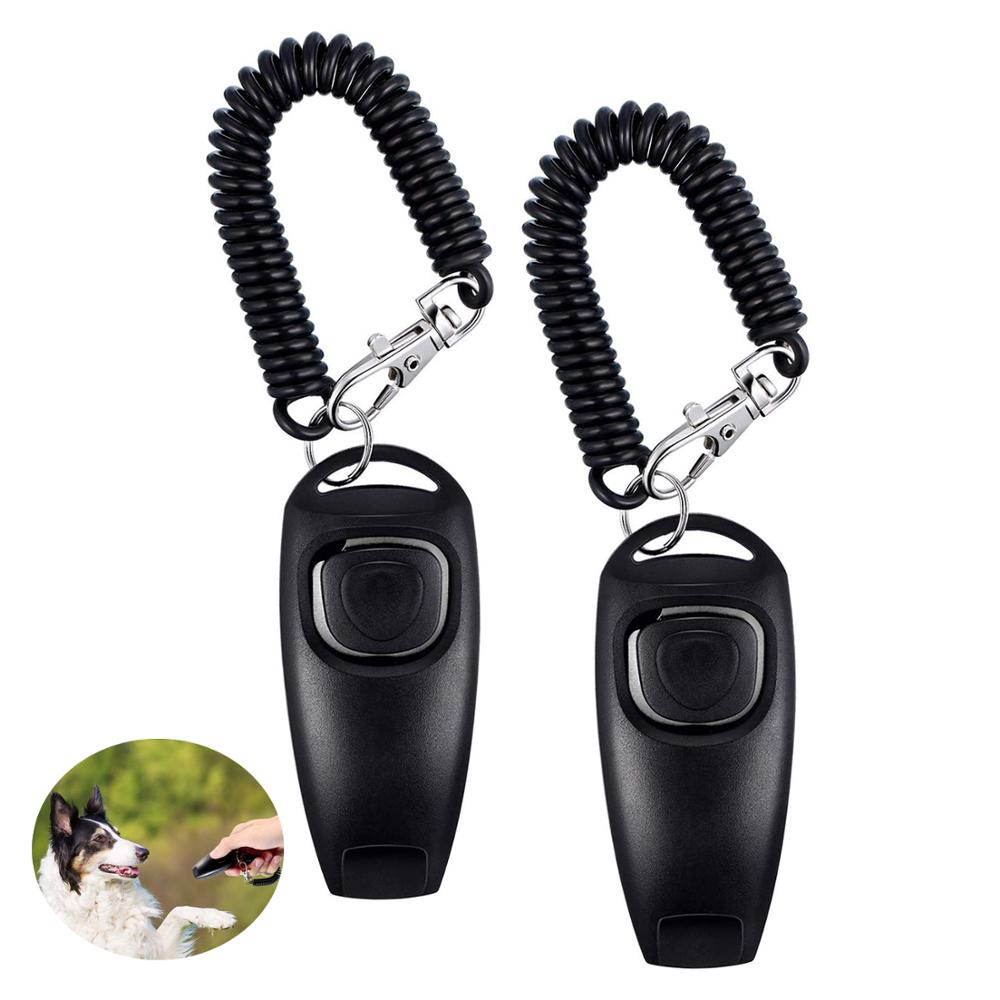 2 paquetes de silbato para perros con clicker para dejar de ladrar, clicker de entrenamiento para perros, silbato 2 en 1, equipo de entrenamiento mejorado con muñeca