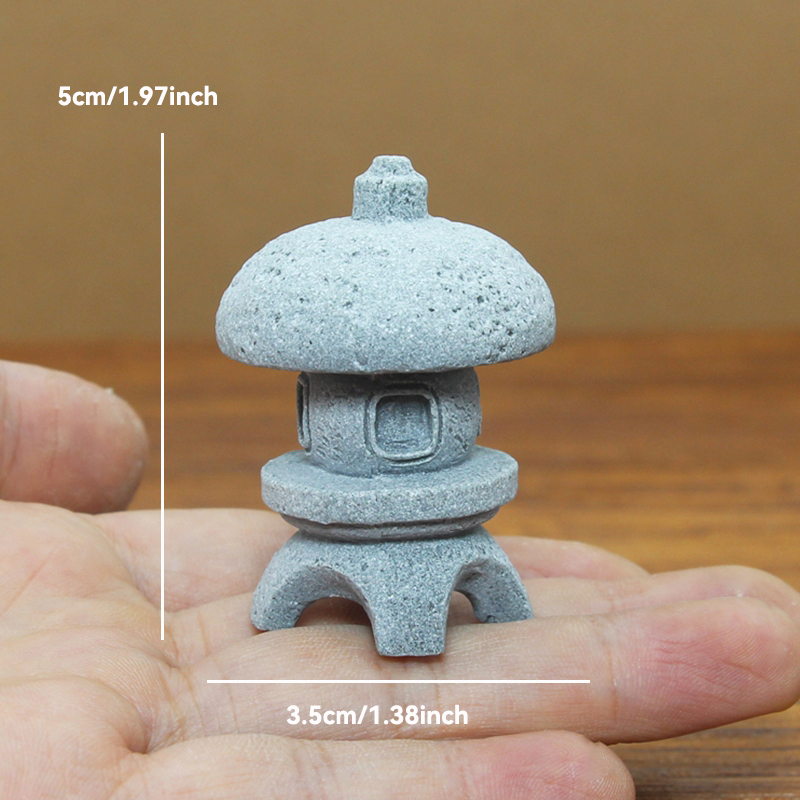 Torre de piedra de arena en miniatura Zen Vintage, adornos de pabellón, figuras de farol, bonsái de jardín japonés, decoración del hogar: Azul oscuro
