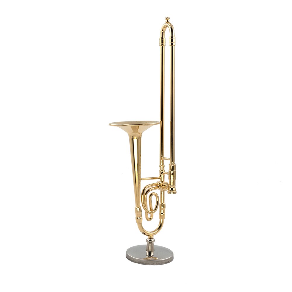 Modèle de Trombone Miniature en cuivre pur de 11cm, Mini Instrument de musique avec Support