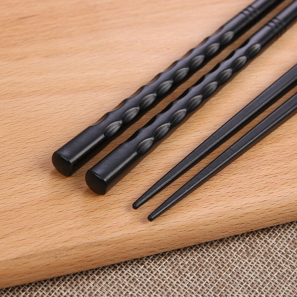 1 par japanska sushi hashi ätpinnar långa legeringspinnar hushållskök anti-reserbara svarta ätpinnar köketillbehör