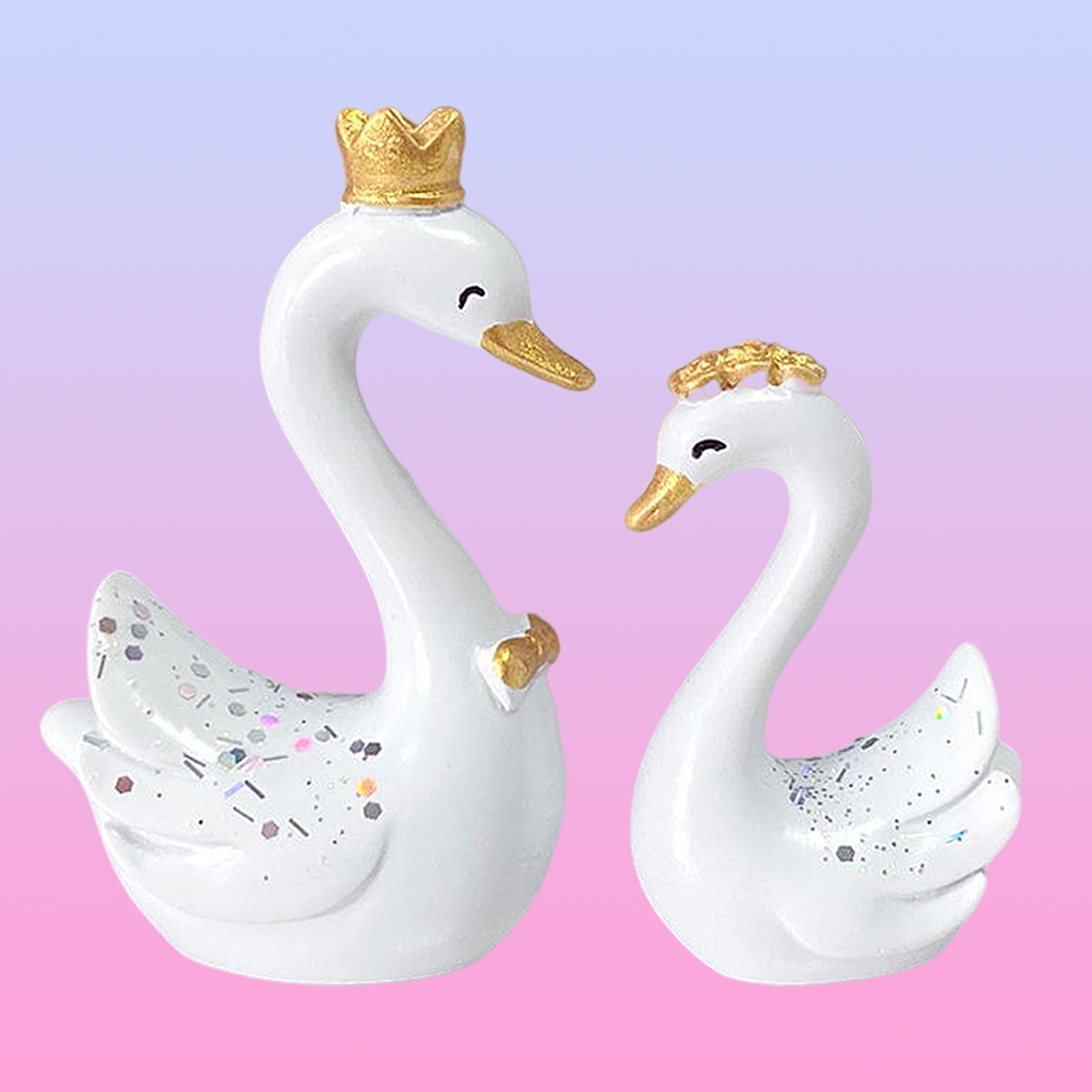 Nordisk stil harpiks svane statue kunstværk ornament figurer skulptur kage toppers til bryllup fest indretning bageartikler: Mini hvid