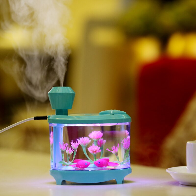 Beautiful Fishtank Humidifier 460ml large Capacity USB Diffuser Home Office Desktop Colorful Soft Night Light Air Humidifier
