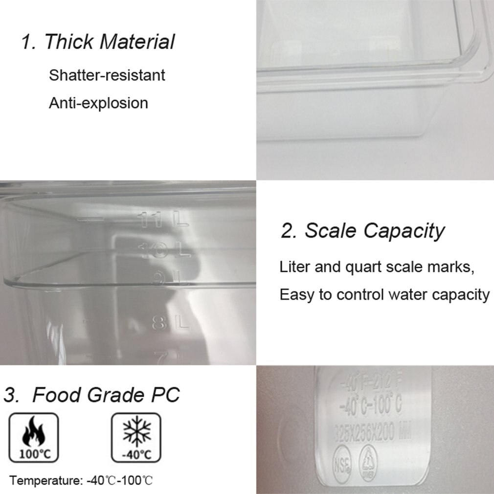 Sous vide container bøf maskine beholder med låg vandtank bad til cirkulator sous vide kulinarisk nedsænkning langsom komfur