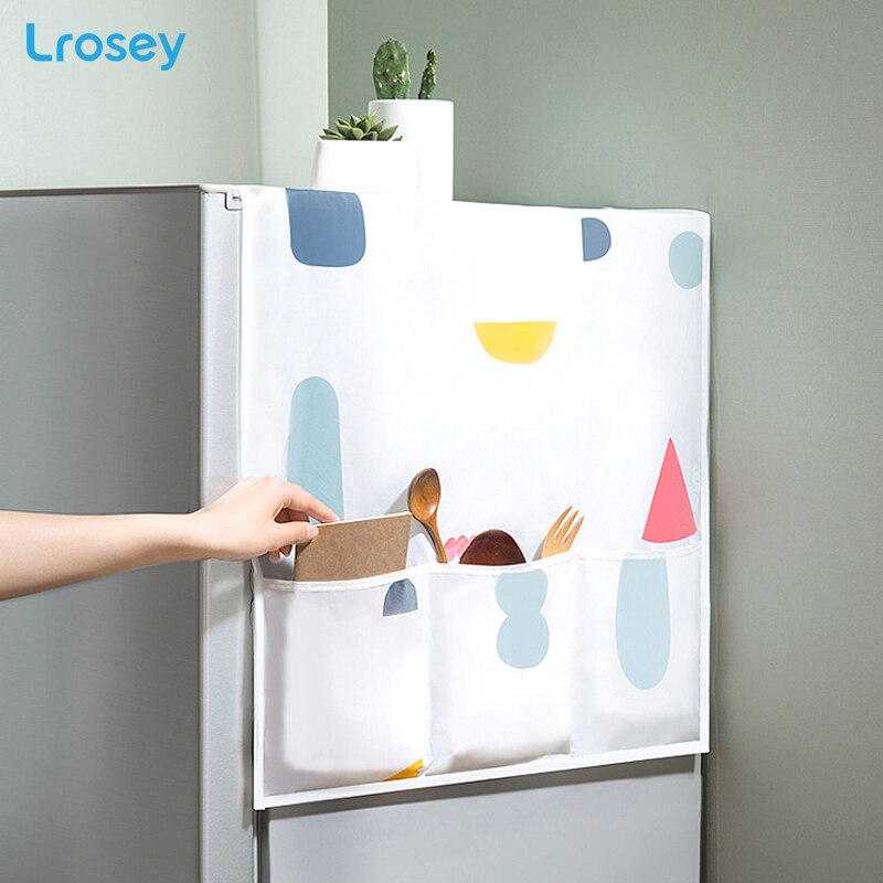 Enkeltdør køleskab støvdæksel geometrisk vandtæt betræk håndklæde med opbevaringspose køkkenarrangør vaskemaskindæksel