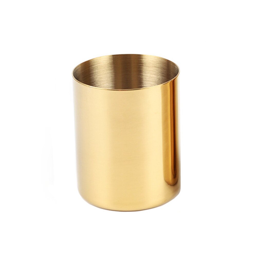 Portalápices cilíndrico de acero inoxidable oro rosa para escritorio organizador soporte multiuso portalápices suministros de decoración de oficina taza europea: Dorado