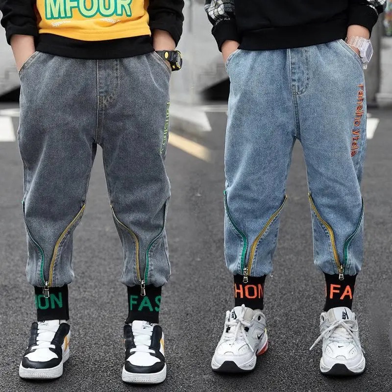 EACHIN pantaloni per ragazzi pantaloni per Jeans lavati alla moda per ragazzi 2-12 anni Jeans per bambini Jeans per neonato pantaloni con cerniera frontale Teeange