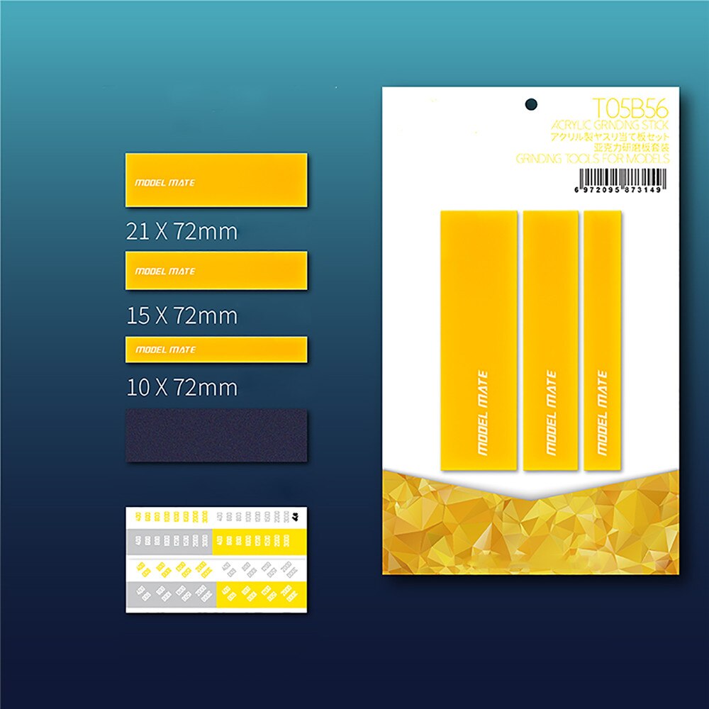 3pcs Acrylic Grinding Stick Polishing Sanding Sticks Set DIY Model Tools for Gundam Accessories Parts: Yellow