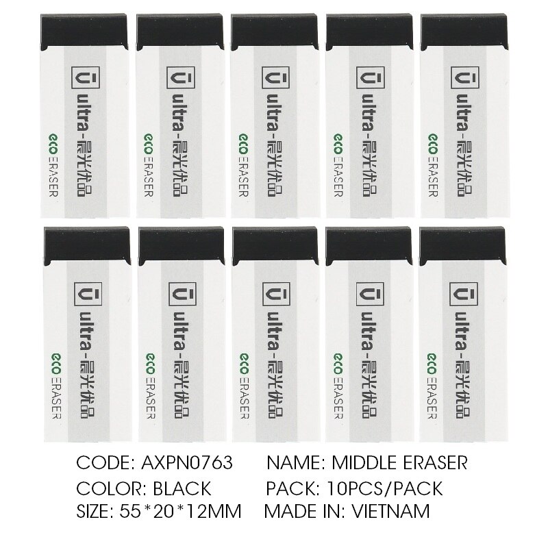 Andstal 10pcs/lot Japanese White Eraser M&amp;G Kawaii Rubber Erasers Mini pencil eraser gum set for school supplies rubbers: 10pcs middle black