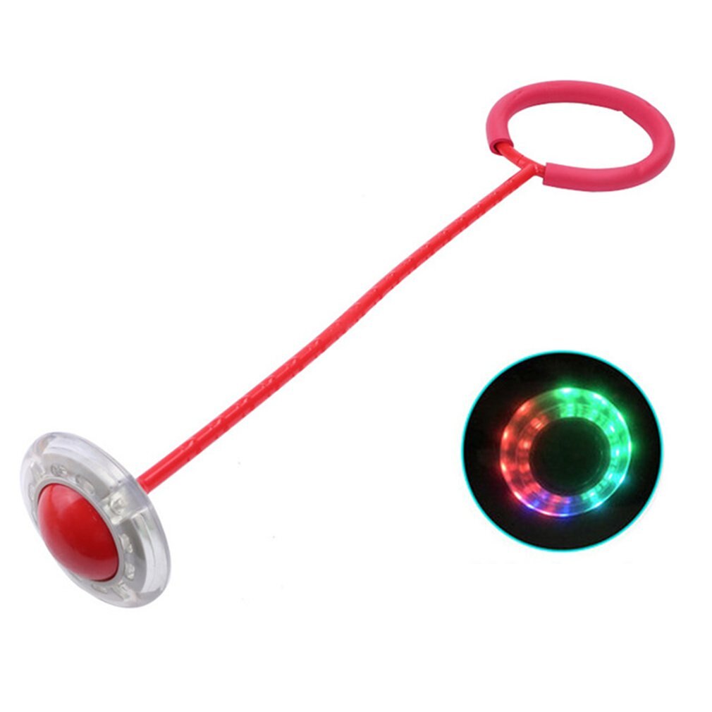 Jump Bal Kinderen Speelgoed Elastische Flash Jump Voet Op De Yo Yo Set Voet Ring Lichtgevende Rotatie Been Swing ring: Red
