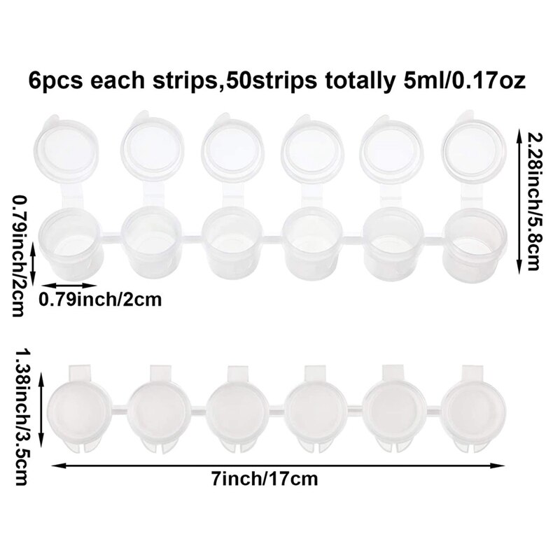50 Strips Lege Verf Potten 5 Ml Verf Potten Strips Opslag Containers Schilderen Arts Ambachten Benodigdheden, 300 Potten In Totaal