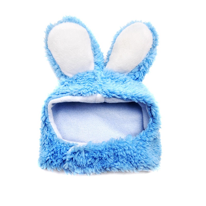 Costume tête de lapin pour chat, ours en peluche pour chien, couvre-chef Garfield, oreilles de lapin, chapeau pour animaux de compagnie de célébrité d'internet: Bleu